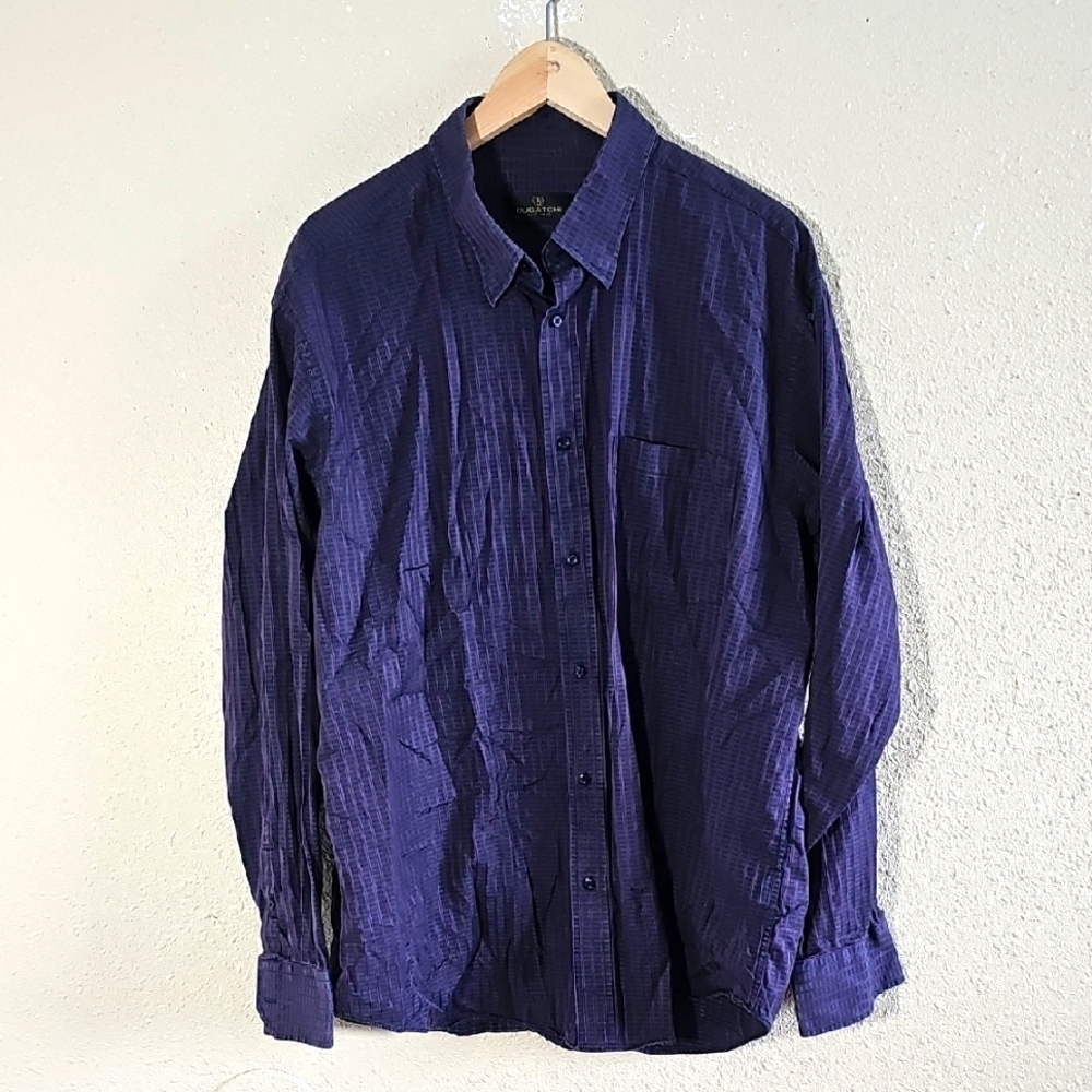 Bugatchi Purple and Black Striped Shirt.